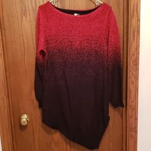 NWT Sparkly Red and Black Sweater Asymmetrical